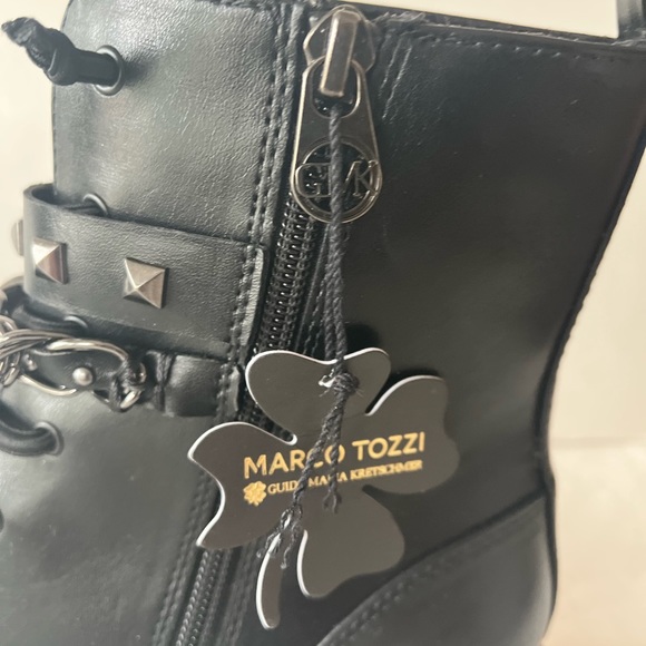Marco Tozzi combat boots chains buckle studs size 38 black NWOB - Picture 5 of 8